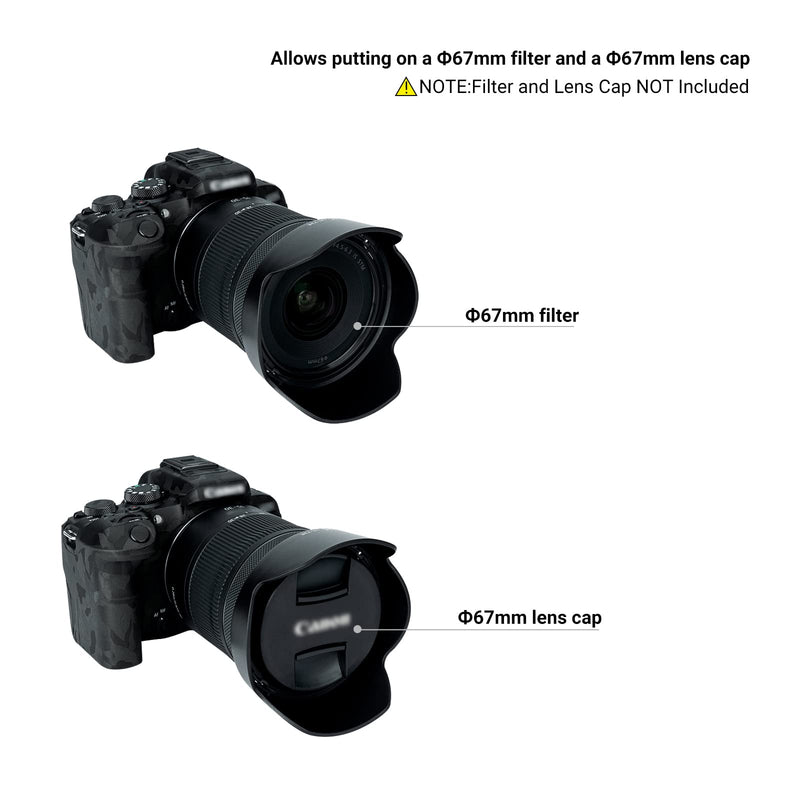 Lens Hood for Canon RF 15-30mm F4.5-6.3 is STM Lens on EOS R6 Mark II EOS R Series Camera, Reversible Lens Shade Replace Canon EW-73E Lens Hood, Compatible with 67mm Filters and 67mm Lens Cap Replace Can.EW-73E