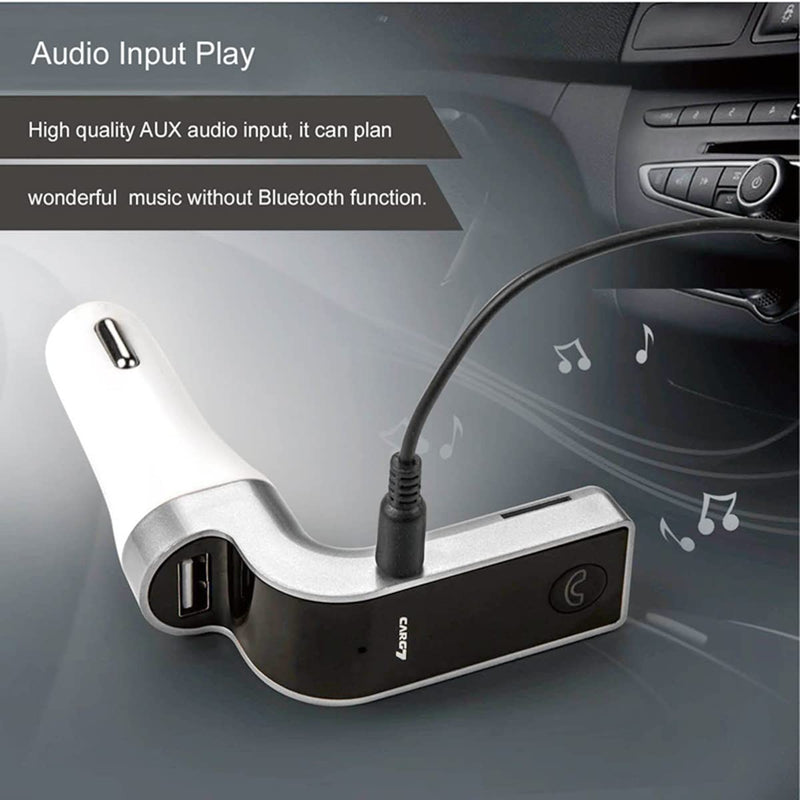 Bluetooth FM Transmitter for car, TIANSHILI Handsfree Bluetooth Receiver Car Kit with Mic/TF Card/USB Drive/AUX Play for iPhone,iPad and Other Android Phones-Silver Silver