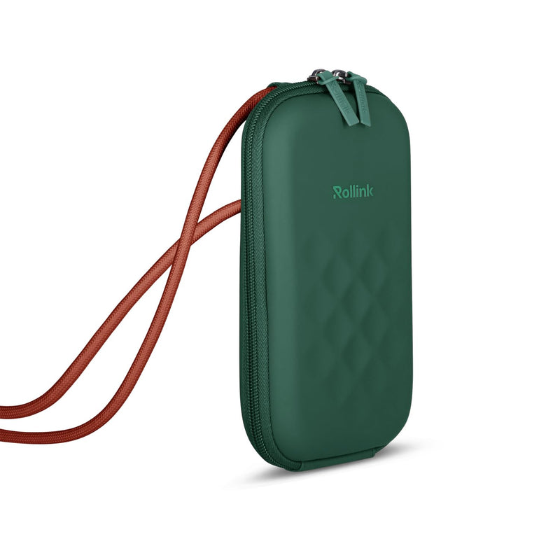 Rollink Nano EVA Hard-Shell Phone Case Crossbody Bag – Compact Travel Organizer, Water-Resistant, Adjustable Strap | Quick-access layout Eden Green