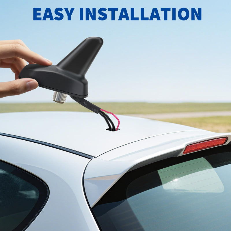 Bingfu Shark Fin Antenna FM AM Radio GPS BeiDou GNSS with 28dB LNA IP65 Waterproof 9-16V Wide Voltage for Car Truck RV Black