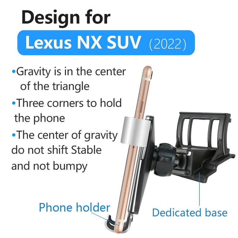 Car Phone Holder for Lexus NX 2022 2023 2024 2025 2026 NX250 NX350 NX350h NX450h+ and NX Hybrid SUV Auto Interior Accessories Cell Phones Mount Cellphone Mobile Cradle Charging Navigation Stand for 2022-2026 Lexus NX