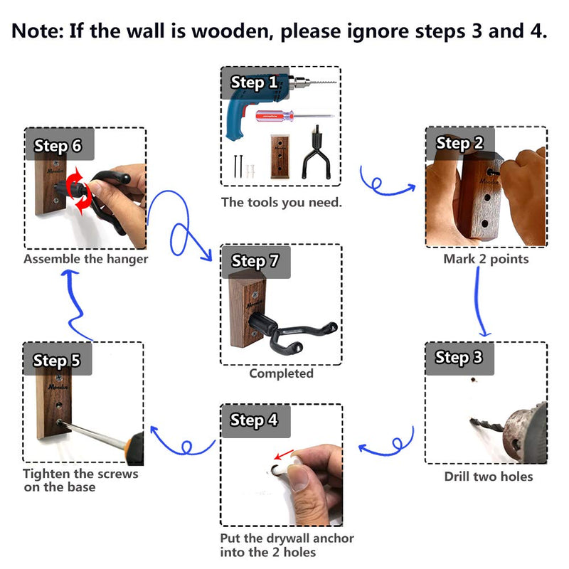 Ukulele Wall Mount Hanger, Moodve Black Walnut Ukulele Hanger Holder For Wall Fits Ukulele/Mandolin/Banjo, Ukulele Hanger Display For Concert, Home, Studio, Exhibition(1P)