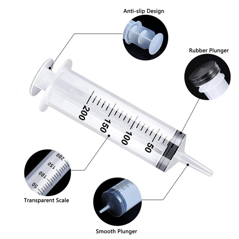 [AUSTRALIA] - Pack of 2 Syringes, Syringe 200 ml + 300 ml, Syringe with Hose, Large Syringe, Oil Syringe, Dosing Syringe Without Needle, Syringe Set for Laboratory, Industry, Animal Feeding 200ml+300ml 