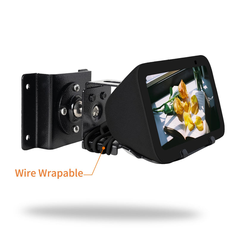 shinar Metal Wall Mount ONLY for Echo Show 5 (3rd Generation) - Swivels up to 360° / Tilts -70° / +70°,Mount Stand Compatible with Show 5 (3rd Gen)&iPhone Models with Wiremanagement (Black) Black
