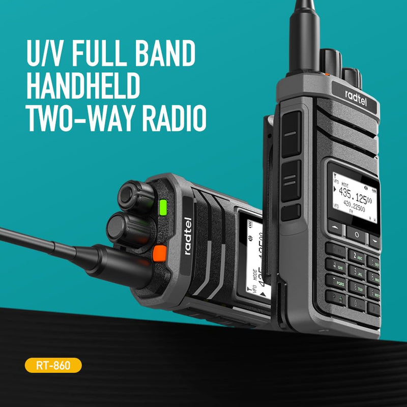 Radtel RT-860 Multi Band Ham Radio HF UHF VHF Dual Band with AM USB LSB CW CB LW MW SW SSB Reception, 1024 Channels, 2000mAh Battery, Type-C Charging (Without SW/MW Antennas) with Programming Cable