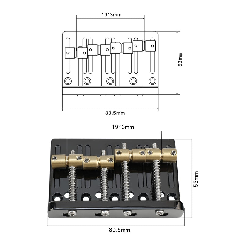 [AUSTRALIA] - Black Electric Bass Guitar Bridge with Brass Saddles Zinc Alloy Plate 4 String Fixed Bridge Compatible with Fender Jazz Precision Bass Bridge Replacement Parts Black 