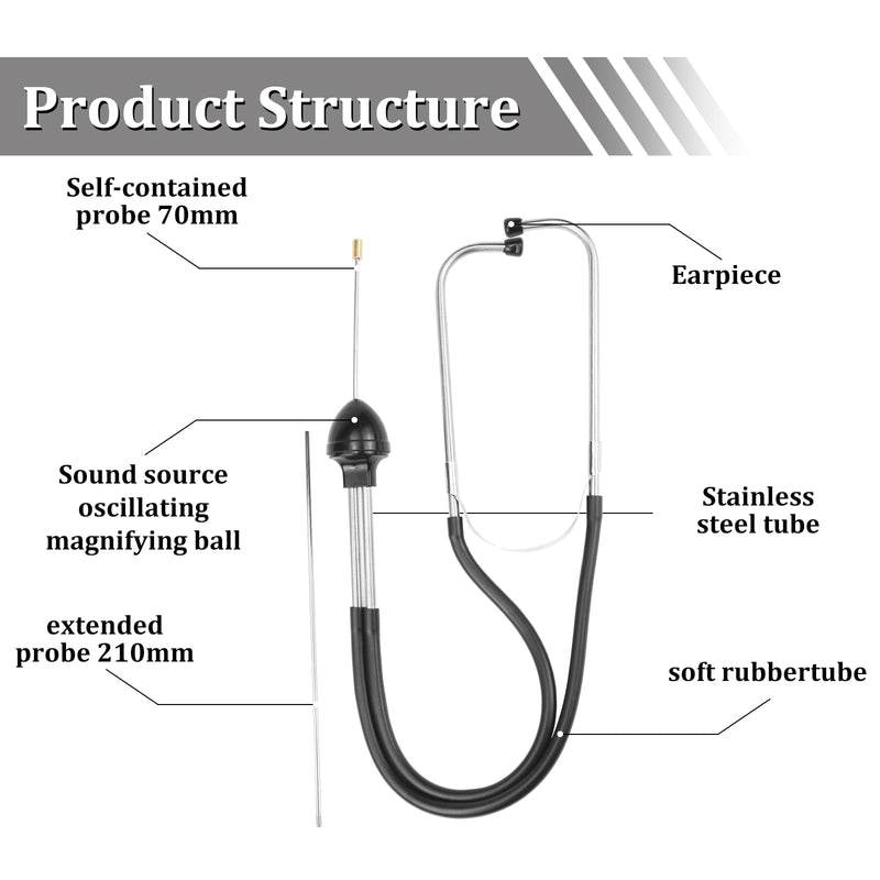 [AUSTRALIA] - Mechanic Stethoscope Car Motor Stethoscope Machine Diagnostic Tester Tester Car Mechanic Stetoscope 