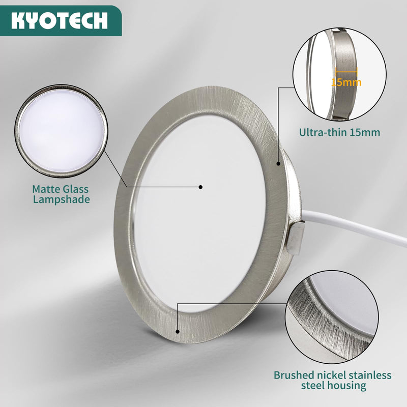 [AUSTRALIA] - LED Recessed Spotlight 230 V G4 3.5 W 4000 K Neutral White 260 LM Furniture IP44 Recessed Light Kitchen Borehole 55-58 mm and 20 mm Flat Set of 3 Nickel-3 
