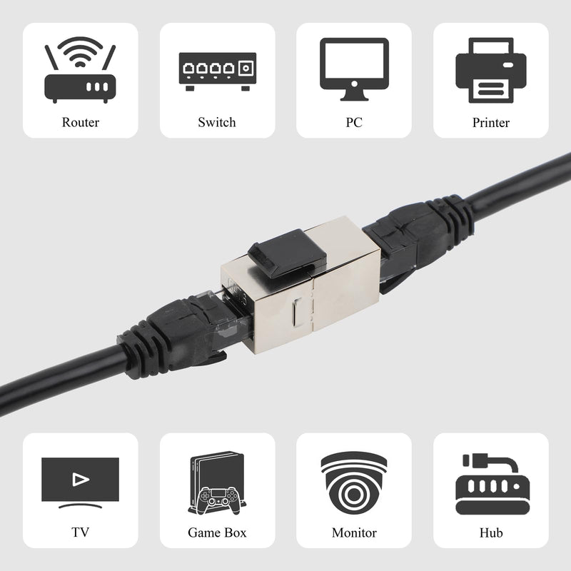 25-Pack Shielded RJ45 Keystone Coupler CAT.7 Female to Female | Gold-plated Contacts, Snap-in Keystone Mount, EMI/RFI Resistance, Tool-free Install, For Patch Panels & Wall Plates 25PCS