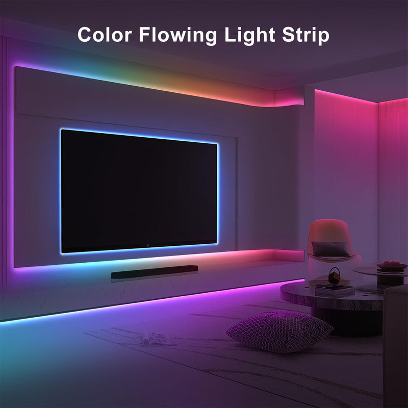 [AUSTRALIA] - Tatazone 32.8ft RGBWW+IC WiFi Smart Flowing Led Strip Light, RGB Chasing Effect+Tunable White 3000K-6500K Led Lights Compatible with Alexa and Google, Color Changing, Music Sync for Bedroom 