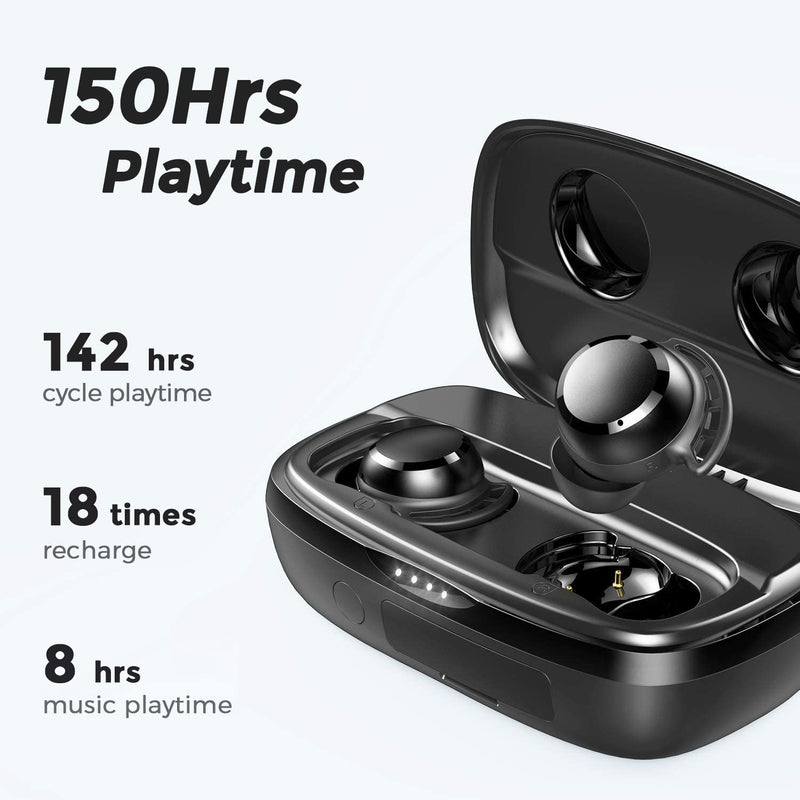 Tribit FlyBuds 3 Wireless Earbuds, 110H Playtime Bluetooth Headphones | IPX8 Waterproof, BT5.3, Deep Bass Sound Earphones, Custom EQ, Charging Case, Light Weight in-Ear Buds, Built-in Mic, Black Small