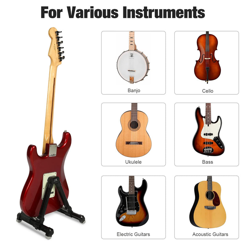 Guitar Stand Floor With Tray & Backrest - Adjustable Instrument Stand for Electric, Acoustic, Bass, Classical Guitars, Ukulele, Mandolin, and Banjo - Superior Material & Design