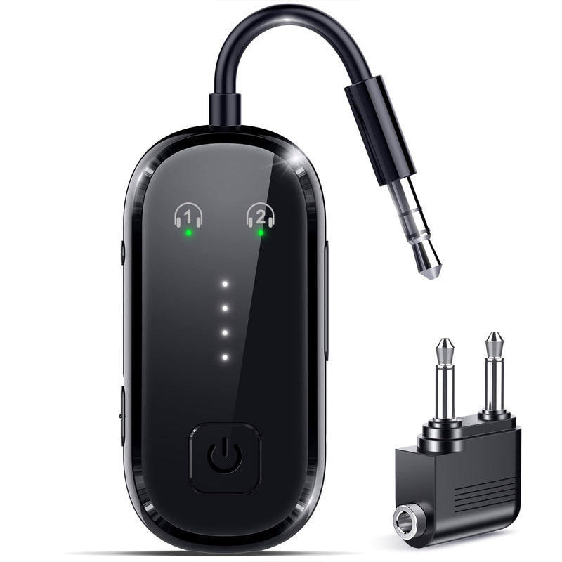 2026 Upgraded Pro Bluetooth 6.0 Transmitter Receiver|Bluetooth Adapter for TV/Airplane/Gym to Wireless Headphones/All Airpods,Dual Link & Low Latency,Wireless Adapter for Car/Home Stereo Black