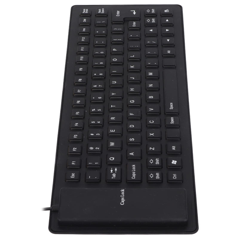 Roll-up Silicone Keyboard, Fully Sealed Silent Soft Keyboard Lightweight Portable USB Wired Keyboard 85 Keys Foldable Waterproof Flexible Keyboard(Black) black