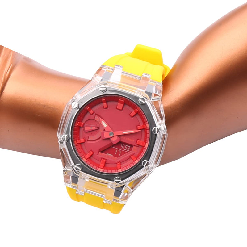 Modified Resin watch strap case replacement Fit for Casio G-shock GA-2100 GA-2110 GA-B2100 Outdoor sports waterproof watchbands Wristband bracelet Yellow