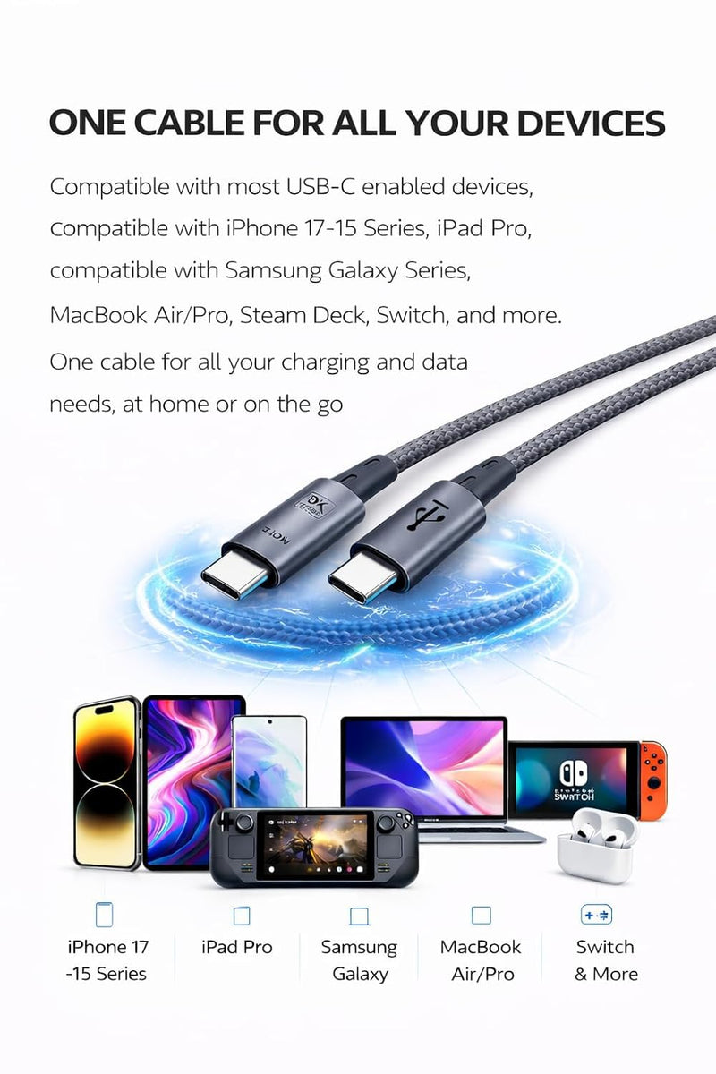 BRENDAZ USB4 USB C to USB C Cable, 240W, USB 4.0, 40Gbps Data Sync, 8K Video [USB-IF Certified] Fast Charging, Compatible with Thunderbolt 4, 3, MacBook, iPhone 17,16, SSD, USB C Monitors, Pack of 5