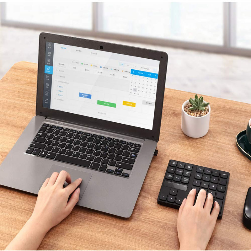 Numeric Keypad, 35-Keys Portable USB Wireless Numeric Keypad Rechargeable Ultra-Silent External Numeric Pad for MacBook/MacBook Pro/Air and Windows Laptop Black