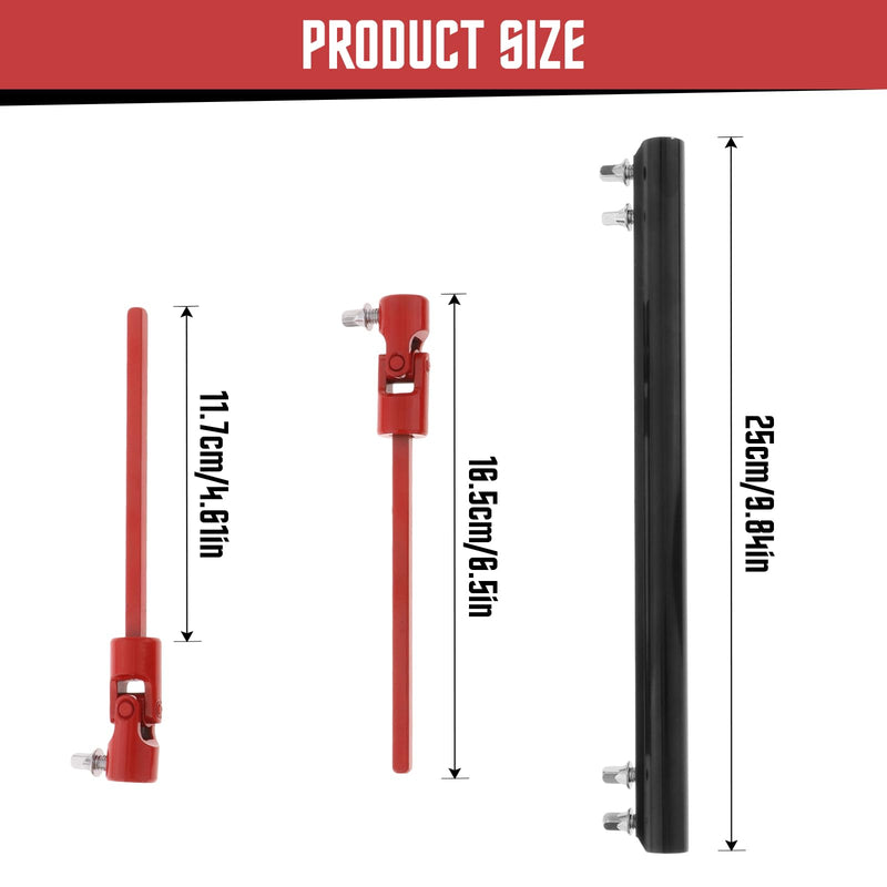 Colaxi 31cm Steel Double Drum Drive Shaft Pedal Driveshaft Rod DIY Replacement Bass Drum Pedal Connector Arm Percussion Instrument Parts Accessory, A Black and Red