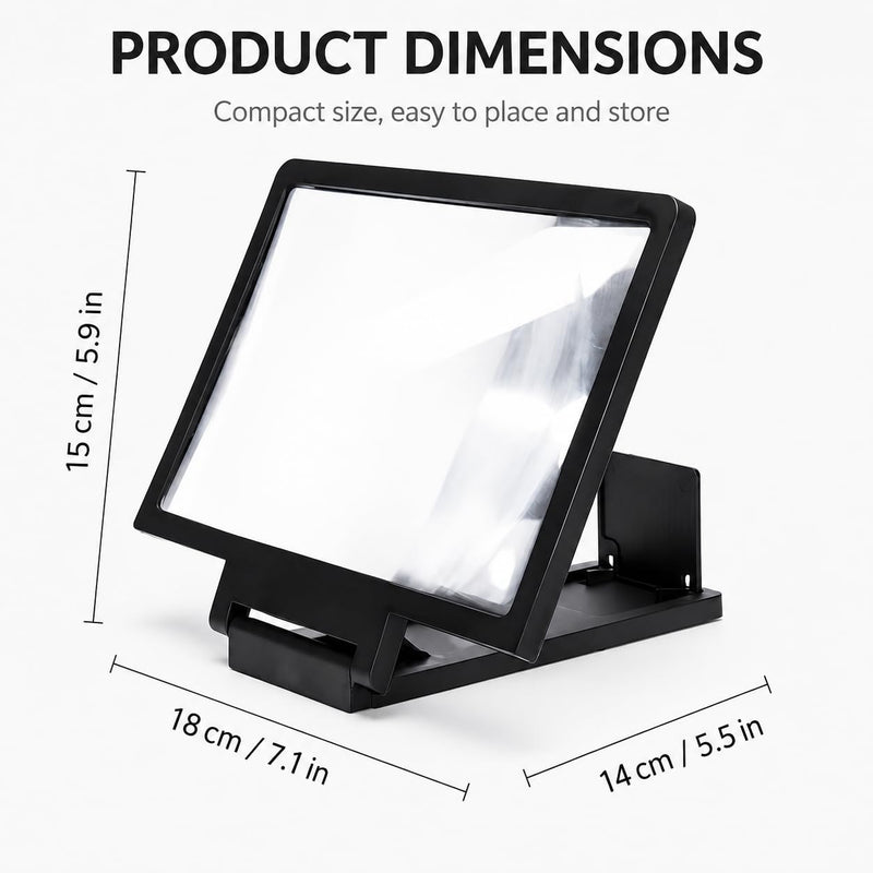 12 Inch Phone Screen Magnifier HD 3D Amplifier to Reduce Eye Strain for Movies Videos Foldable Phone Stand Screen Expander Gift for Seniors Kids No Battery 1PC