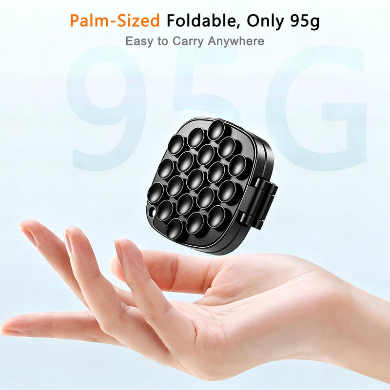 3-in-1 Magnetic Suction Cup Phone Mount, Tri-Axis 360° Adjustable | 12LBS Ultra-Strong Suction Phone Holder, Foldable Pocket-Size Stand for Gym Equipment, Shower Glass, Fridge, Car Windshield