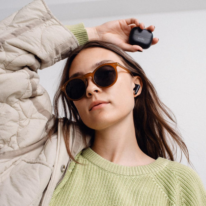 Sudio D1 True Wireless Earbuds - Bluetooth 5.4, ENC Noise Isolation, Touch Controls, 6.5H Playtime, USB-C Fast Charging, Voice Assistant Compatible for iOS & Android. Black