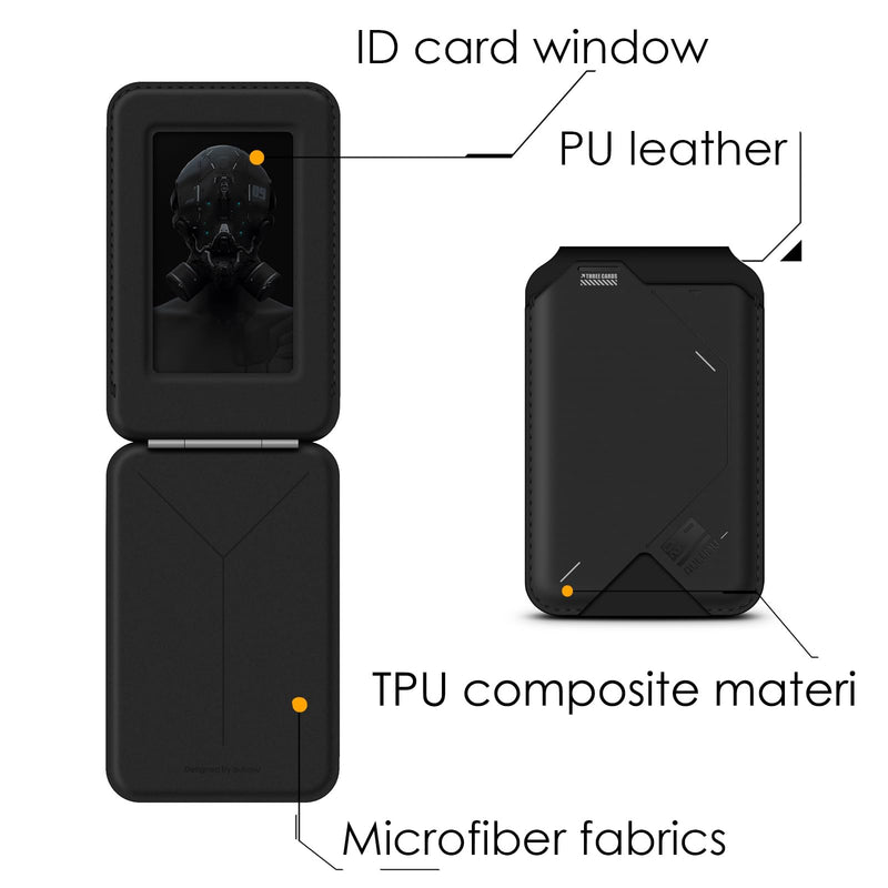 Aulumu G02 [2-in-1] Magnetic Wallet &Stand, Compatible with MagSafe, Adjustable Stand, Open ID Window, Magnetic Phone Wallet Stick on for iPhone 14/13/12 Series Black 【2nd Generation】 NEW