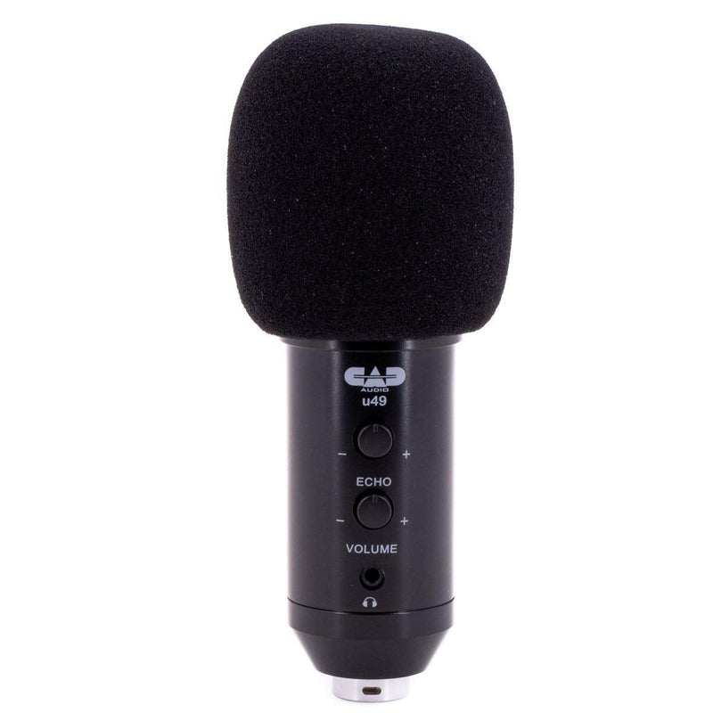 [AUSTRALIA] - CAD Audio U49 USB Large Format Side Address Studio Microphone with Headphone Monitor and Echo,Black 