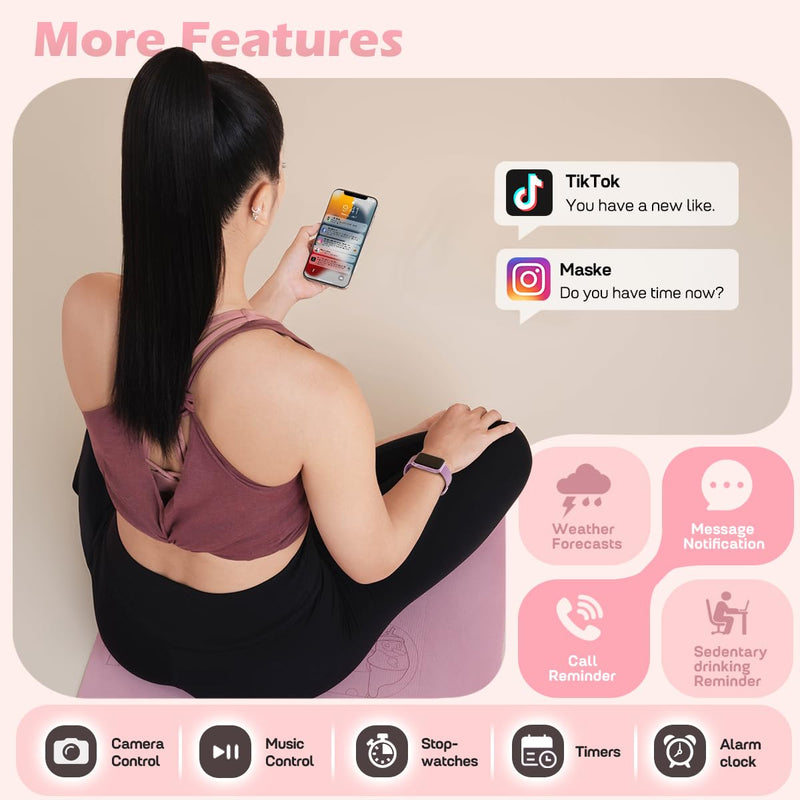 MorePro Health Fitness Tracker for Women Men, 24/7 Heart Rate Blood Pressure & Oxygen Monitoring, Sleep Tracker, 100+ Sport Modes Smart Watch, IP68 Waterproof, 2 Bands, Compatible Android iOS
