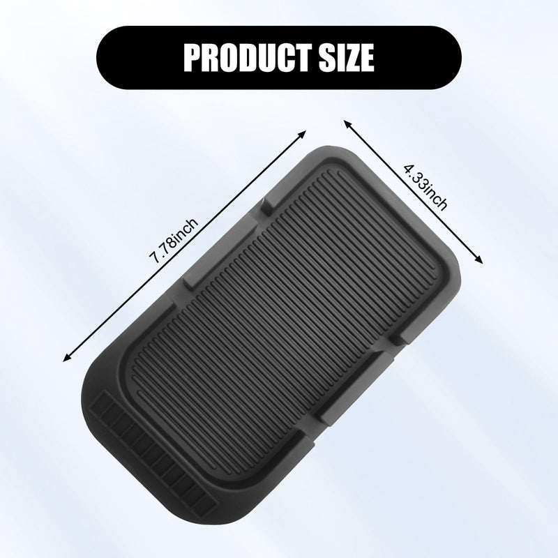 Pack-1 Car Dashboard Anti-Slip Mat, Multifunction Car Dashboard Cell Phone Holder, Double-Groove with Number Plate Auto Pad Mat, Universal for Most Cars (Black)