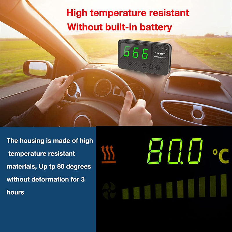 Original Universal GPS Head Up Display Speedometer Odometer Car Digital Speed Display MPH Over Speeding Alarm Car Clock for All Vehicles C60/C60S/C80/C90 (C60S)
