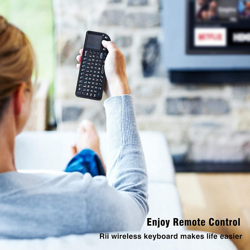 Rii 2.4G Mini Wireless Keyboard with Touchpad Mouse,Lightweight Portable Wireless Keyboard Controller with USB Receiver Remote Control for Windows/ Mac/ Android/ PC/Tablets/ TV/Xbox/ PS3. X1-Black .