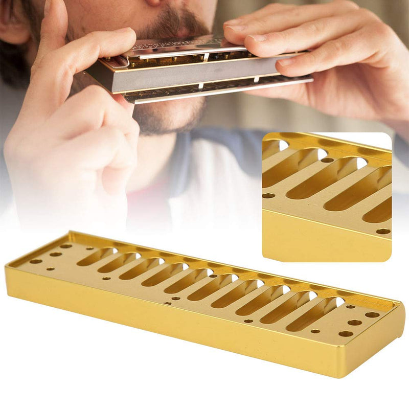 [AUSTRALIA] - Harmonica Comb, Aluminum Alloy Comb Harmonica Part for Hohne SP20 Blues HormonicaComb Accessory 10 Hole Blues Harp Comb(gold) gold 