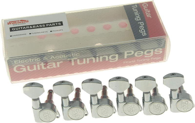 Wilkinson 6 Inline Chrome E-Z Post Guitar Tuners Tuning Keys for Strat Tele