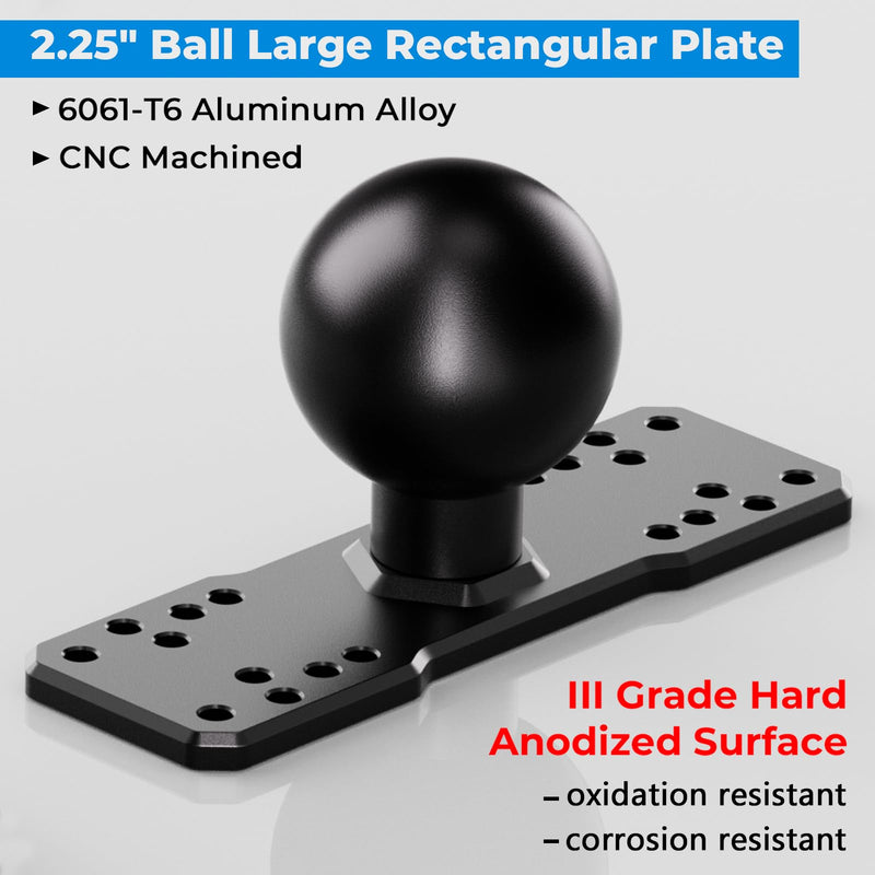VAZESWIN 2.25" Ball Fish Finder Mount Aluminum Alloy AMPS Rectangular Plate | Universal Marine Electronic Mount Plate for Garmin, Lowrance, Compatible with RAM Mounts D Size 2.25" Ball Double Socket Arm