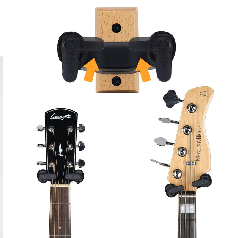 Sondery Guitar Hanger Wall Mount, Auto Lock and Adjustable Hook Holder for Acoustic and Electric Guitar, Ukulele, Bass, Banjo and Mandolin (W 2 PACK)