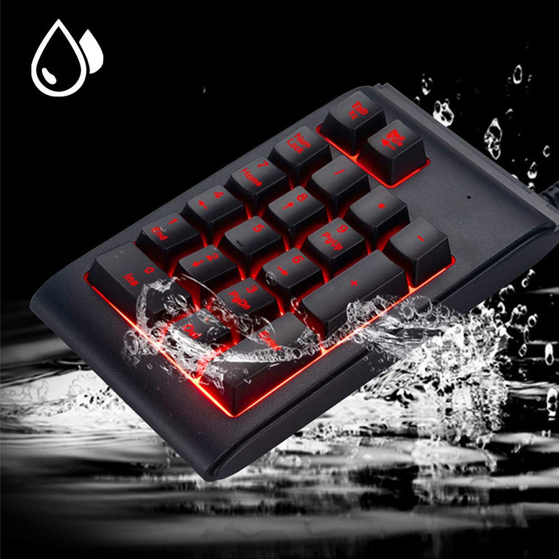 Pocket Backlit Numeric Keypad, 19 Key Number Pad USB Wired Extended Layout Keypad for Laptop and Cashier