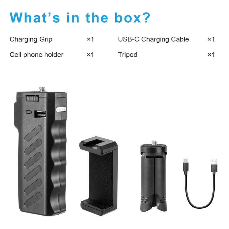 [AUSTRALIA] - FOMITO VB-38W Charging Grip for Camera & Phone 6000mAh Battery 18W Fast Charging One-Handed Stabilizer with 1/4" Screw Honeycomb Anti-Slip & Ergonomic Design 