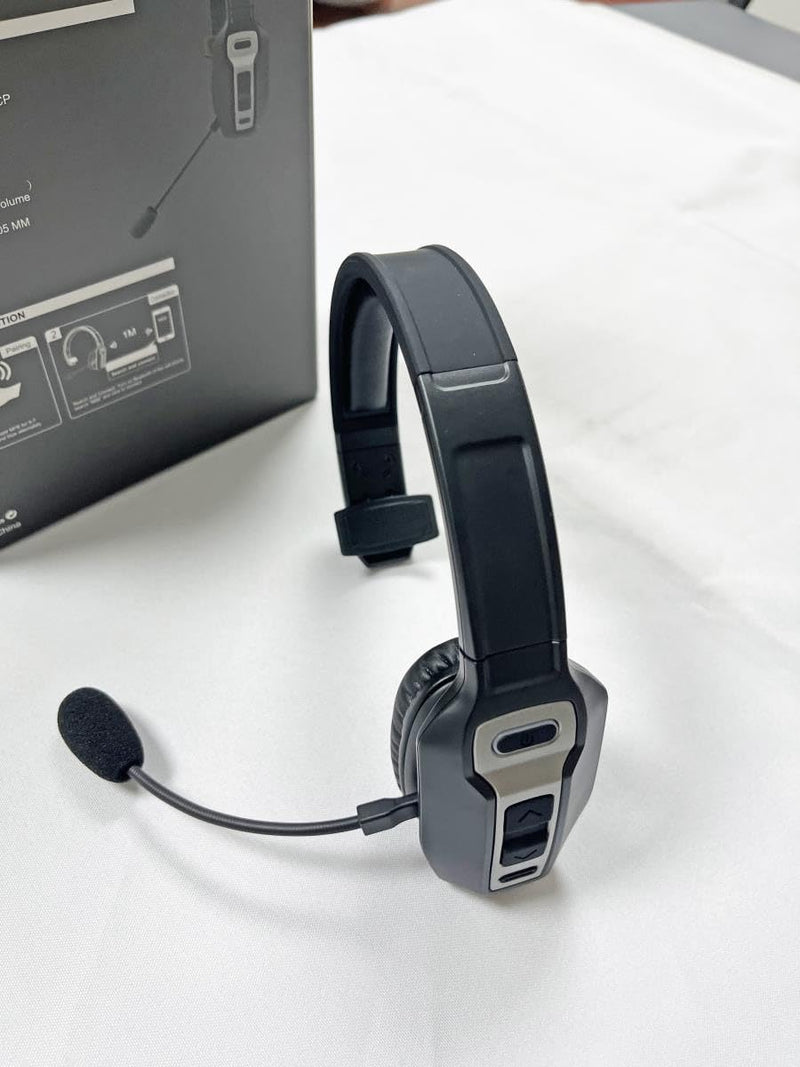 Bluetooth Headset with Microphone,Noise Cancelling with Mute Button, Very Strong Wireless Range, All-Day Comfort On Ear Headphones 60 Hrs Working time for Trucker/Work/PC/Call Center/Meeting/Office