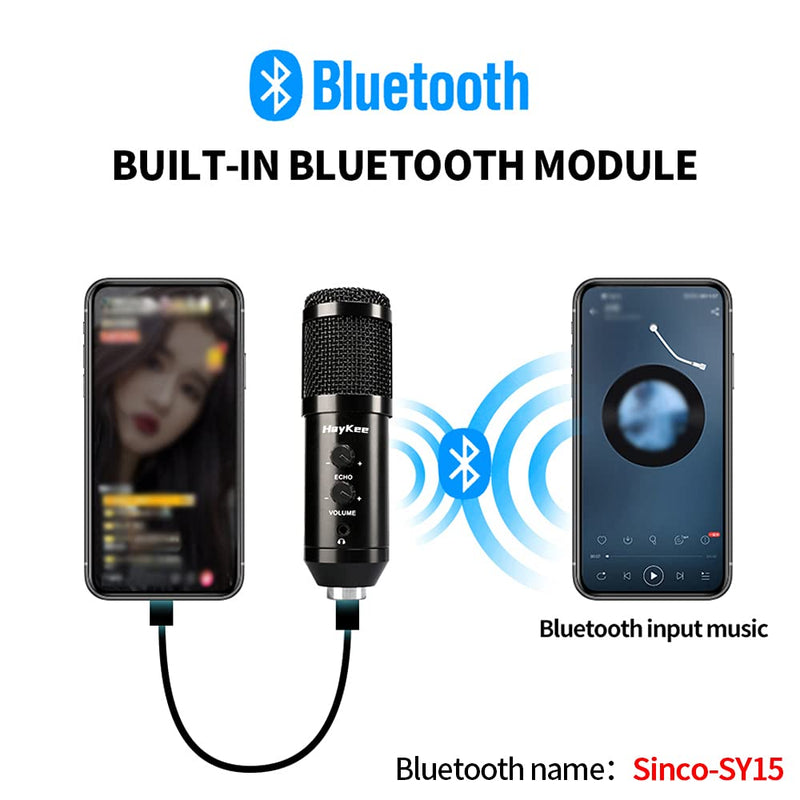 Professional Phone & USB Condenser Microphone with Stand for Computer & Phone, Plug & Play. Great for Live Streaming, YouTube Recording, Gaming, Podcast, Karaoke on Cell Phone & PC