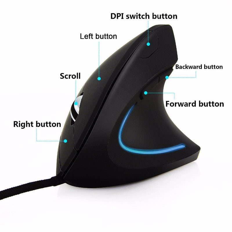 Ai5G Wired Vertical Mouse Adjustable DPI Laptop Desktop Computer Mouse Optical Mice (for Right Hand) for Right Hand