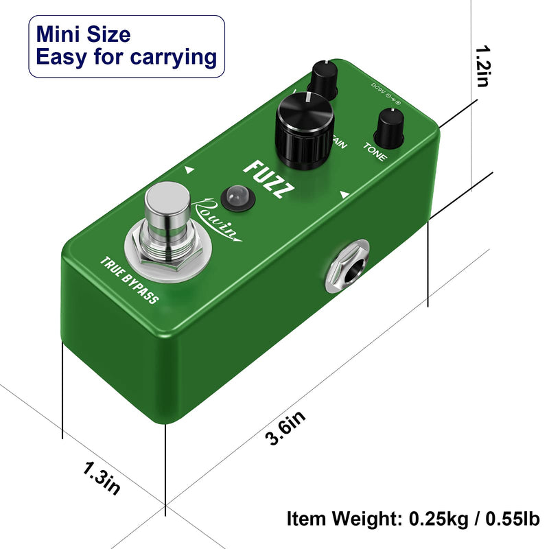 Rowin Analog Fuzz Pedal for Electric Guitar Bass True Bypass LEF-306
