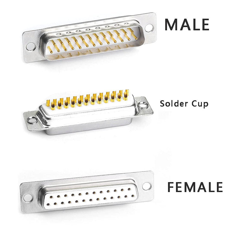 2pack DB25 Male connectors with Metal Cover, 2-Row D-SUB 25 pin Serial Connector , DB25 adapters (2PCS DB25 Male+Metal Hood) 2PCS (DB25 Male+Metal hood)