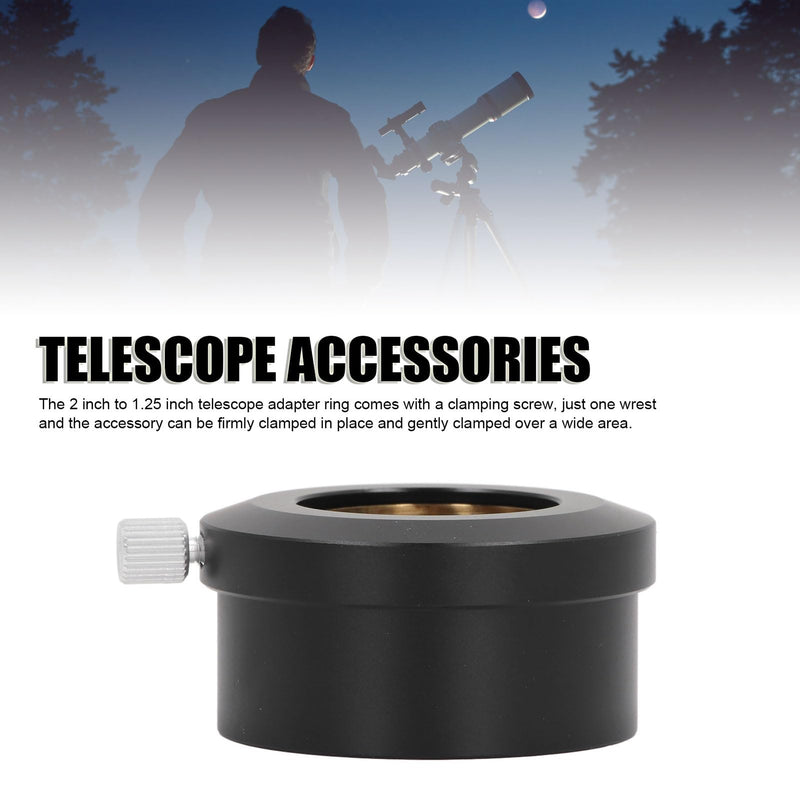 2 Inch to 1.25 Inch Telescope Eyepiece Adapter, Accurate Thread Telescope Eyepiece Mount Adapter Easy Installation Full Metal Black for Telescope Accessories