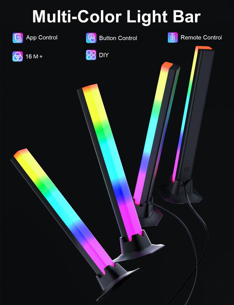 [AUSTRALIA] - RGB Light Bar, RGB IC LED Light Bar, Music Sync USB Powered, Color Changing Ambient Lighting for Gaming TV Desk Monitor PC Party, 2 Pair 