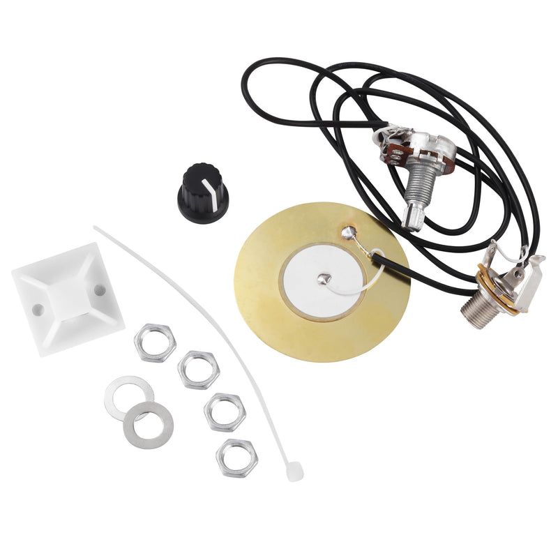 4 Packs 50mm Piezo Pickup Transducer Prewired Amplifier with 6.35mm Output Jack for Acoustic Guitars, Ukuleles, and Cigar Box Guitars
