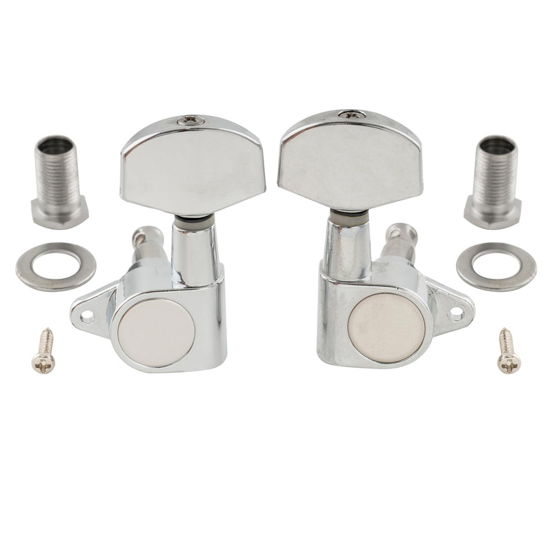 [AUSTRALIA] - Musiclily Pro R15J 3R3L 15:1 Ratio Full Sealed Machine Heads Tuners Tuning Pegs Keys with Big Hex Button Right Angle Screw for Acoustic Electric Guitar, Chrome 3R3L Chrome 