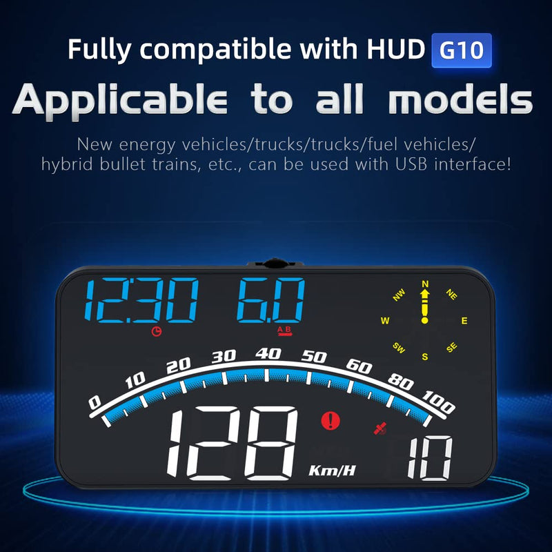 [AUSTRALIA] - VEESA Digital GPS Speedometer, Car Universal HUD Head Up Display with Speed MPH, Compass Driving Direction, Fatigue Driving Reminder, Overspeed Alarm Trip Meter, for All Vehicle (G10) G10 