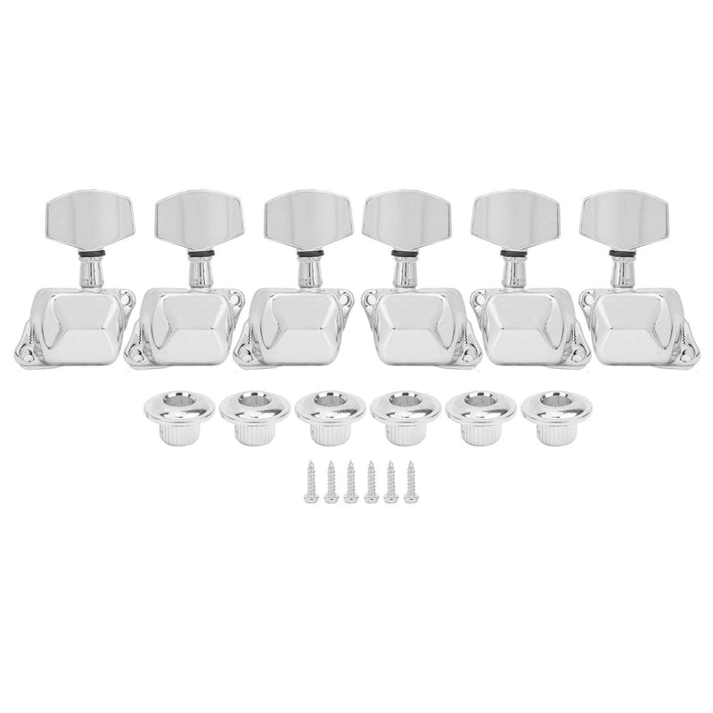 3 Left 3 Right Acoustic Guitar SemiClosed String Tuning Pegs Tuning Keys Machine Heads for Acoustic Guitar(Silver) Silver