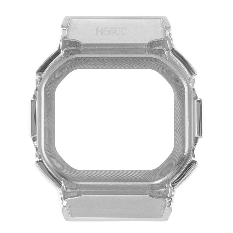 Metal Watch band Strap and Watch Case Compatible with For Casio DW-H5600 DW H5600 Stainless Steel Bracelet Band Strap and Bezel bezel silver