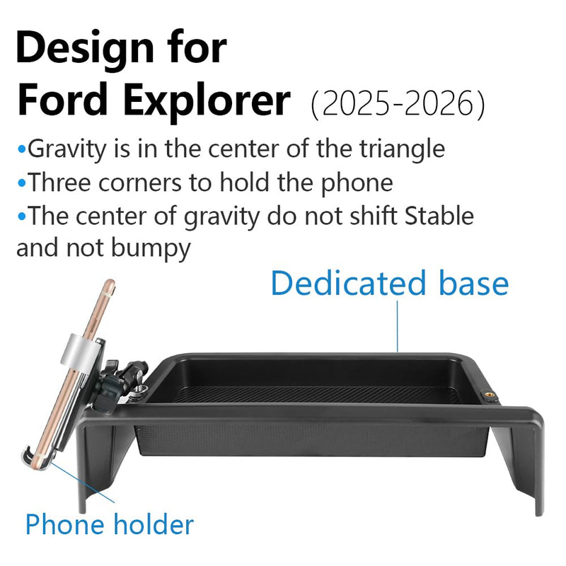 Car Phone Holder Center Console Organizer Tray for Ford Explorer 2025 2026 [13.2-inch Screen] Auto Interior Accessories Cell Phones Mount Mobile Cellphone Navigation Stand Dashboard Storage Accessory